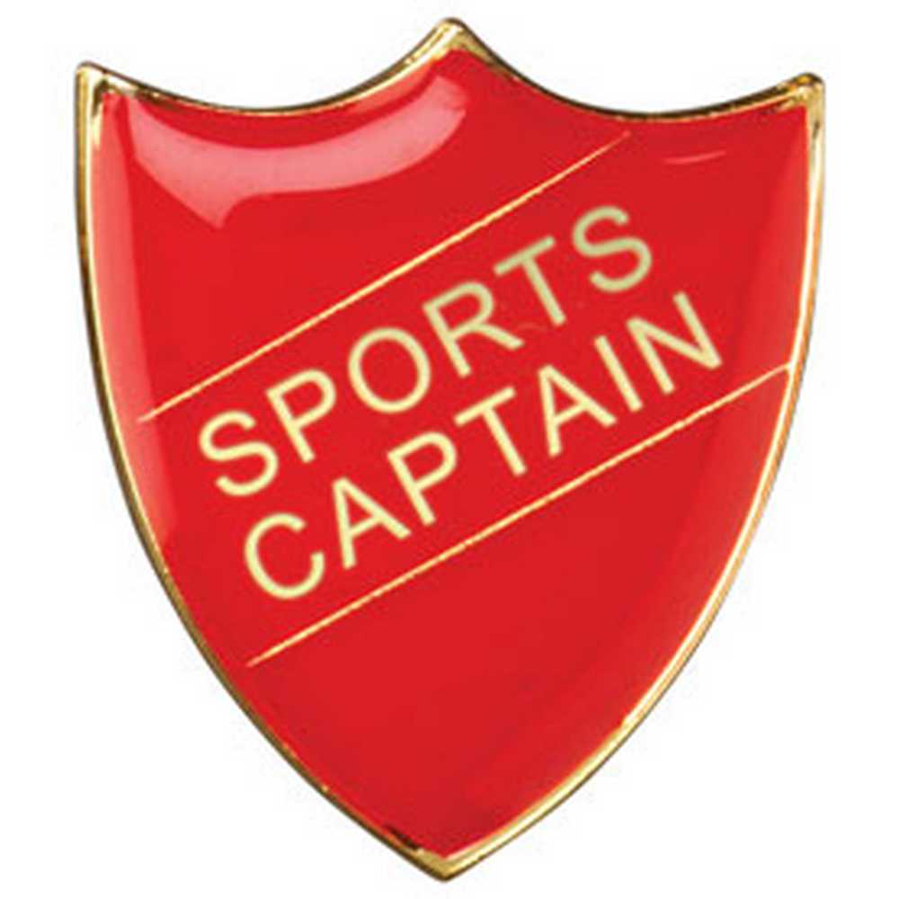 SCHOOL SHIELD BADGE (SPORTS CAPTAIN) RED - 1.25in - Optimum Teamwear