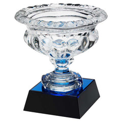 CLEAR GLASS BOWL ON BLUE/BLACK BASE (APPROX 7" DIA) - 8.25in - Optimum Teamwear
