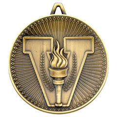VICTORY TORCH DELUXE MEDAL ANTIQUE GOLD - 2.35in - Optimum Teamwear