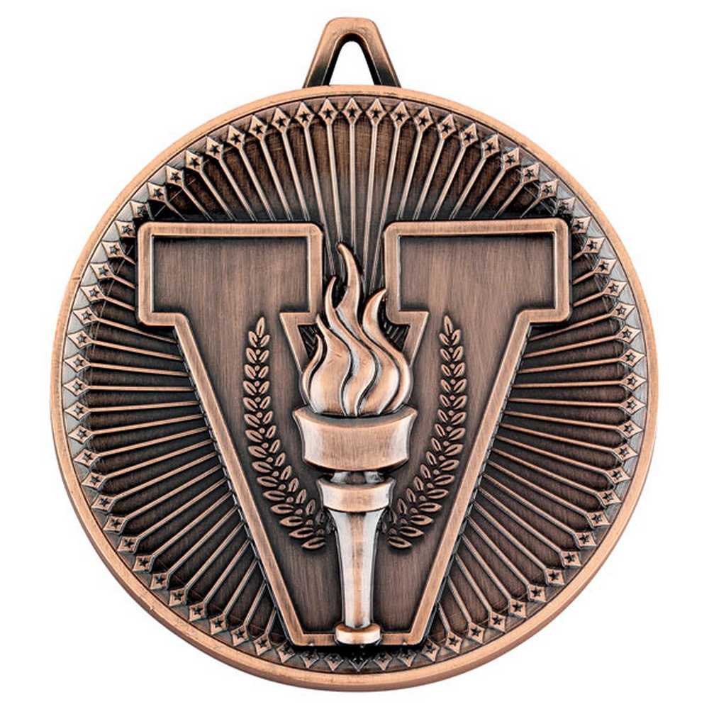 VICTORY TORCH DELUXE MEDAL BRONZE - 2.35in - Optimum Teamwear