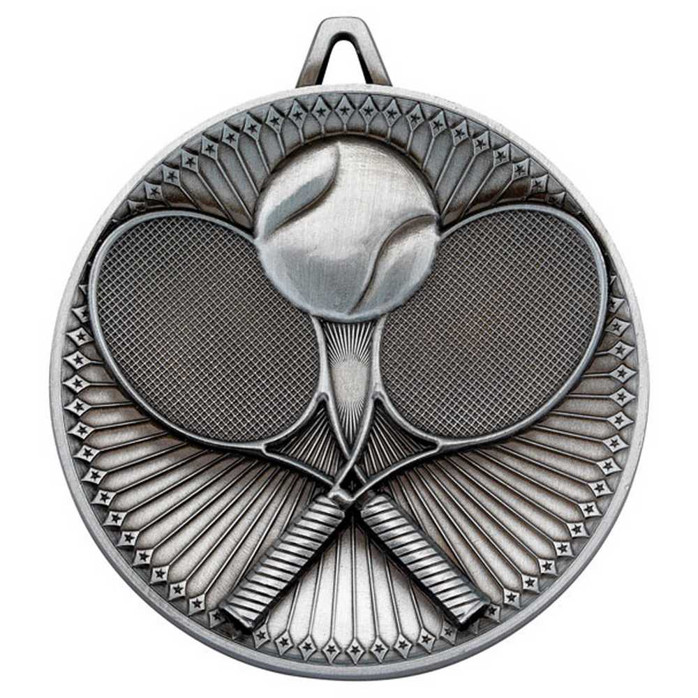TENNIS DELUXE MEDAL ANTIQUE SILVER - 2.35in - Optimum Teamwear