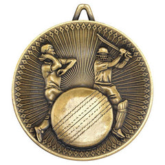 CRICKET DELUXE MEDAL ANTIQUE GOLD - 2.35in - Optimum Teamwear