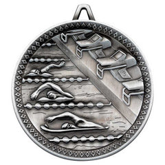SWIMMING DELUXE MEDAL ANTIQUE SILVER - 2.35in - Optimum Teamwear