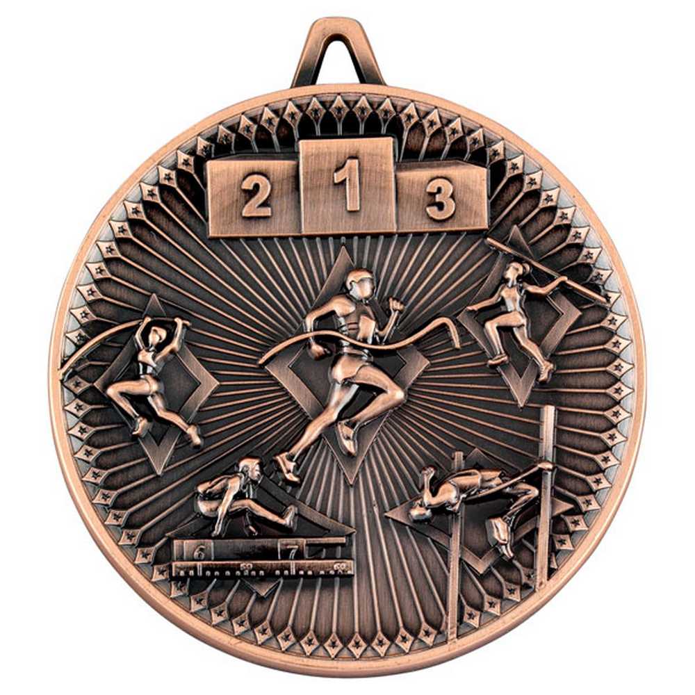 STAR SHAPED MEDAL WITH 5 MINI STARS (1in CENTRE) BRONZE - 2in - Optimum Teamwear