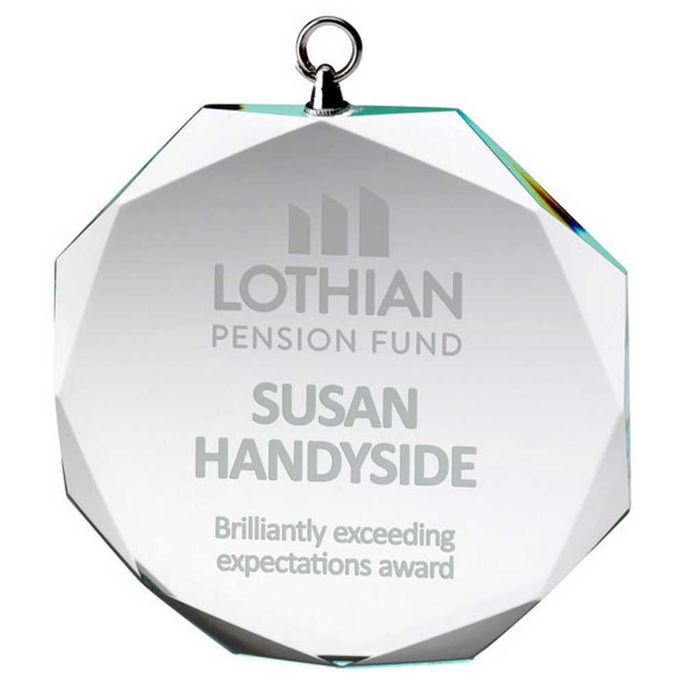 CLEAR GLASS OCTAGON MEDAL (6mm THICK) - 2.75in - Optimum Teamwear