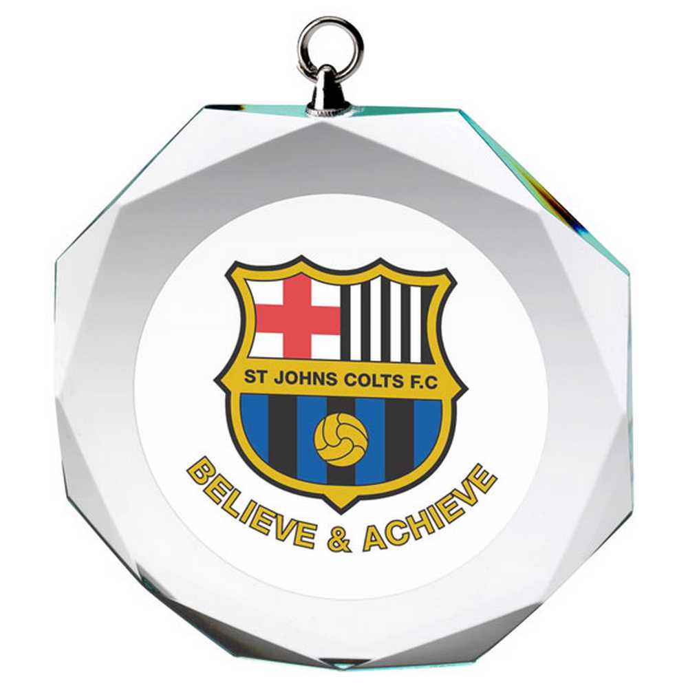 CLEAR GLASS OCTAGON MEDAL (6mm THICK) - 2.75in - Optimum Teamwear