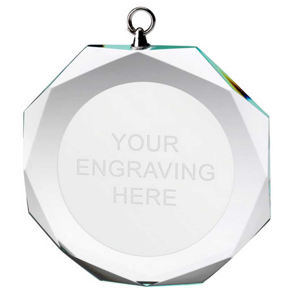 CLEAR GLASS OCTAGON MEDAL (6mm THICK) - 2.75in - Optimum Teamwear