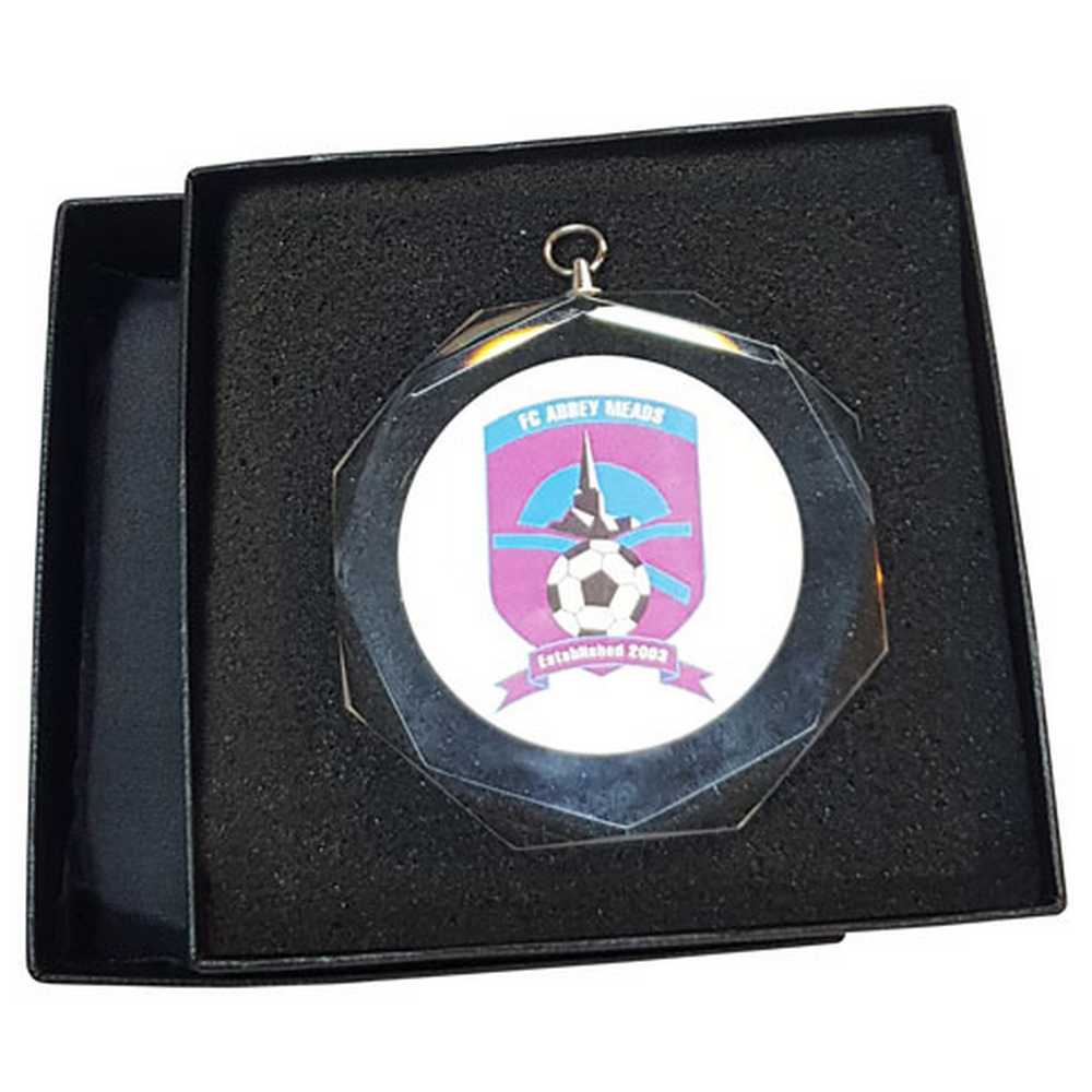 CLEAR GLASS OCTAGON MEDAL (6mm THICK) - 2.75in - Optimum Teamwear
