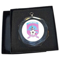 CLEAR GLASS OCTAGON MEDAL (6mm THICK) - 2.75in - Optimum Teamwear