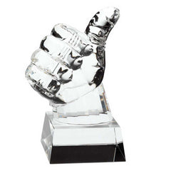 CLEAR GLASS 'THUMBS UP' ON BASE - 5.5in - Optimum Teamwear