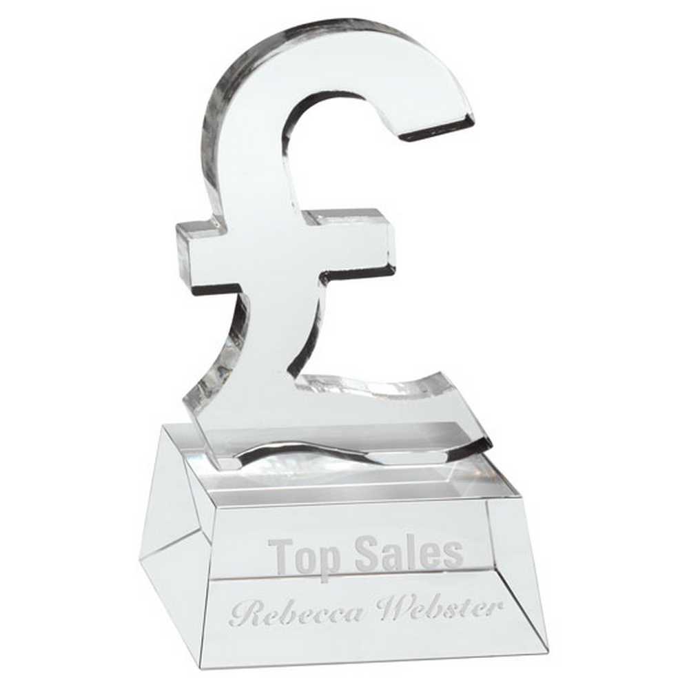 CLEAR GLASS 'POUND SIGN' ON BASE - 4.75in - Optimum Teamwear