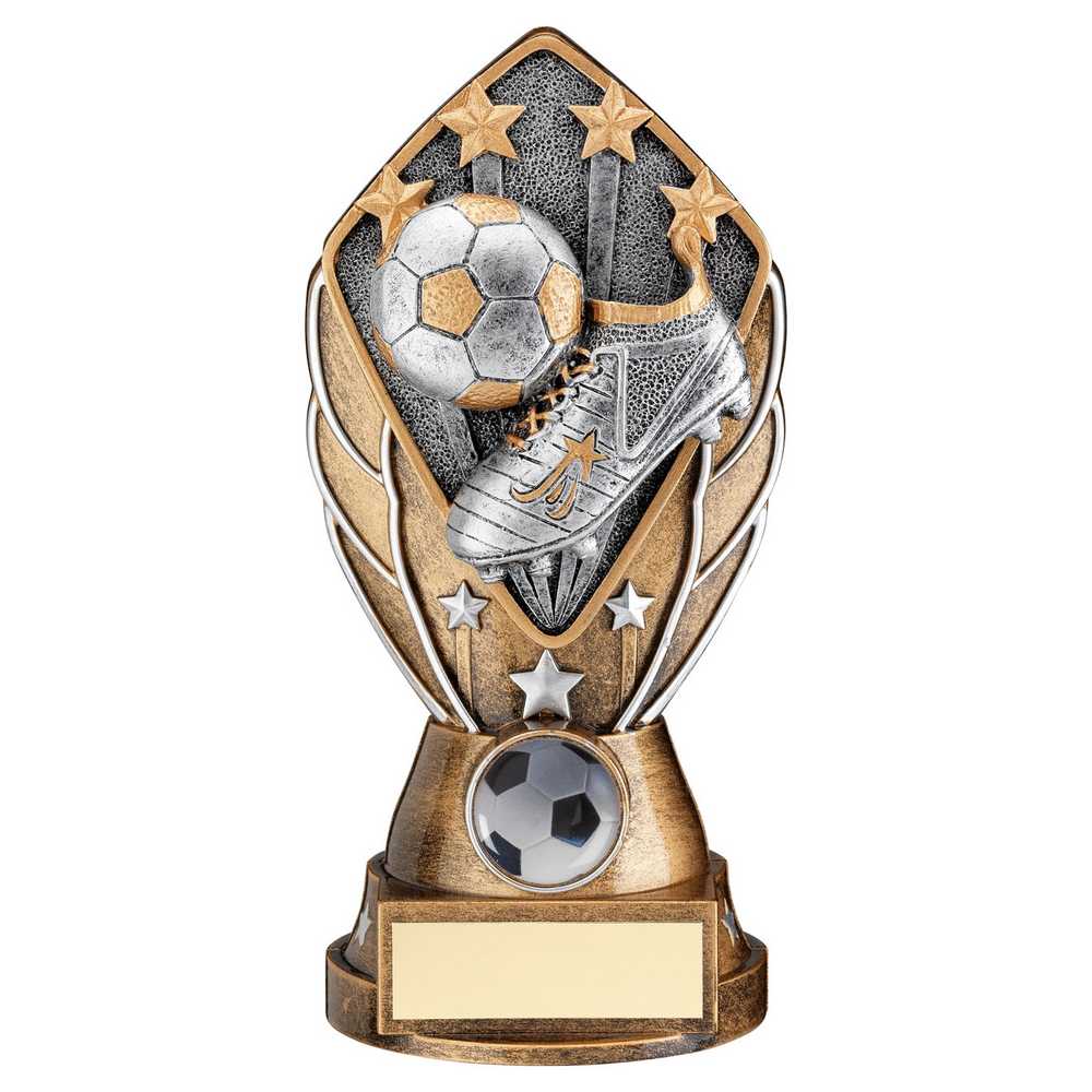BRZ/SILV DIAMOND COLUMN + 'FOOTBALL' DISC & PLATE (1in CEN) - 6.75in - Optimum Teamwear