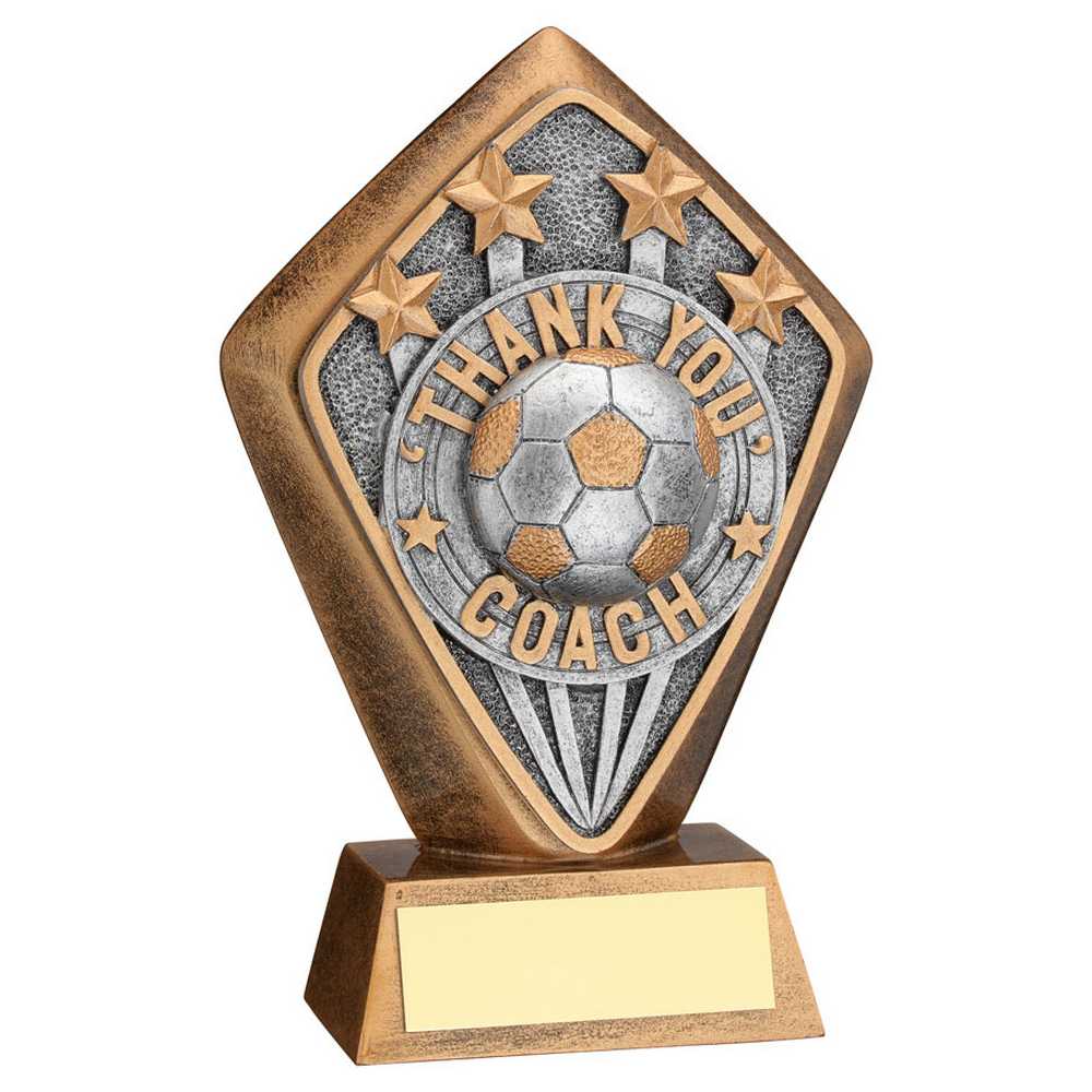 BRZ/GOLD DIAMOND HOLDER WITH 'THANK YOU COACH' DISC AND PLATE - 5.25in - Optimum Teamwear