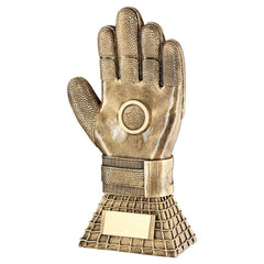 BRZ/GOLD FOOTBALL GOALKEEPER GLOVE ON NET BASE WITH PLATE (1in CENTRE) - 10in - Optimum Teamwear