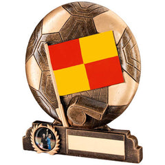 BRZ/GOLD/RED/YELLOW RESIN LINESMAN WITH PLATE (1in CENTRE) - 6.5in - Optimum Teamwear