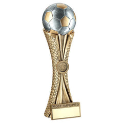 BZ/PW/G FOOTBALL ON TRI-MESH COLUMN WITH PLATE (1in CEN) MOST IMPROVED - 12in - Optimum Teamwear