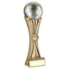BZ/PW/G FOOTBALL ON TRI-MESH COLUMN WITH PLATE (1in CEN) MOST IMPROVED - 12in - Optimum Teamwear