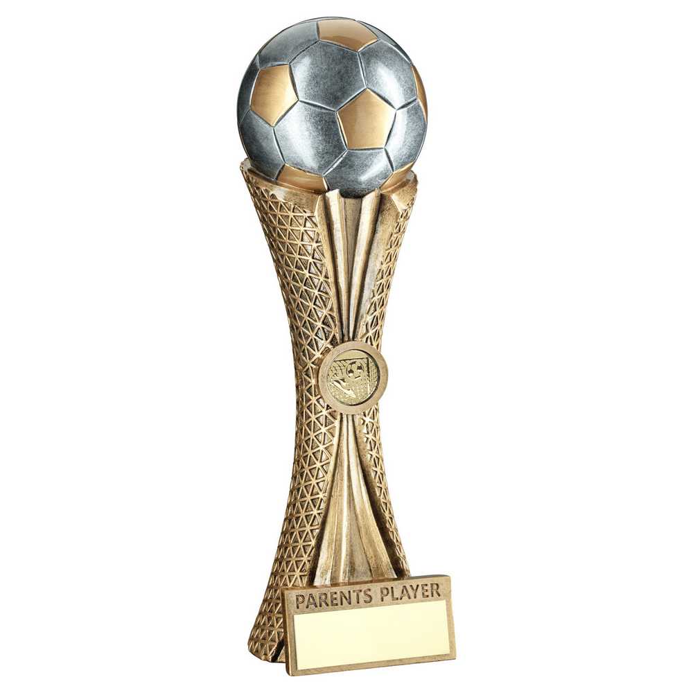 BZ/PW/G FOOTBALL ON TRI-MESH COLUMN WITH PLATE (1in CEN) PARENTS PLAYER - 12in - Optimum Teamwear