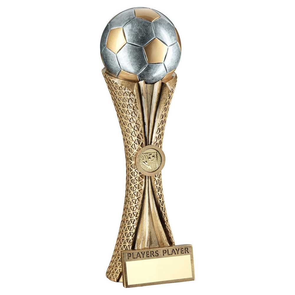 BZ/PW/G FOOTBALL ON TRI-MESH COLUMN WITH PLATE (1in CEN) PLAYERS PLAYER - 12in - Optimum Teamwear