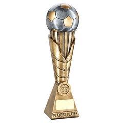 BRZ/PEW/GOLD FOOTBALL ON LEAF COLUMN WITH PLATE (1in CEN) PLAYERS PLAYER - 12" - Optimum Teamwear