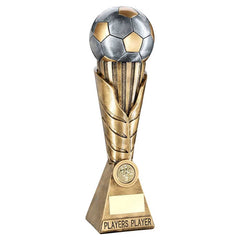 BRZ/PEW/GOLD FOOTBALL ON LEAF COLUMN WITH PLATE (1in CEN) PLAYERS PLAYER - 12" - Optimum Teamwear