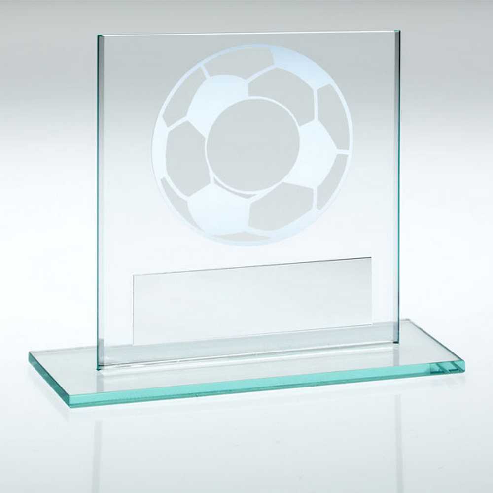 JADE GLASS WITH SILVER FOOTBALL AND PLATE (1in CENTRE) - 3.25in - Optimum Teamwear