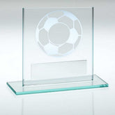 JADE GLASS WITH SILVER FOOTBALL AND PLATE (1in CENTRE) - 3.25in - Optimum Teamwear
