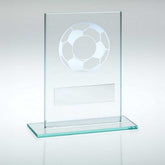 JADE GLASS WITH SILVER FOOTBALL AND PLATE (1in CENTRE) - 4.5in - Optimum Teamwear