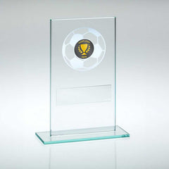 JADE GLASS WITH SILVER FOOTBALL AND PLATE (1in CENTRE) - 5.5in - Optimum Teamwear