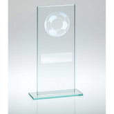 JADE GLASS WITH SILVER FOOTBALL AND PLATE (1in CENTRE) - 7.25in - Optimum Teamwear