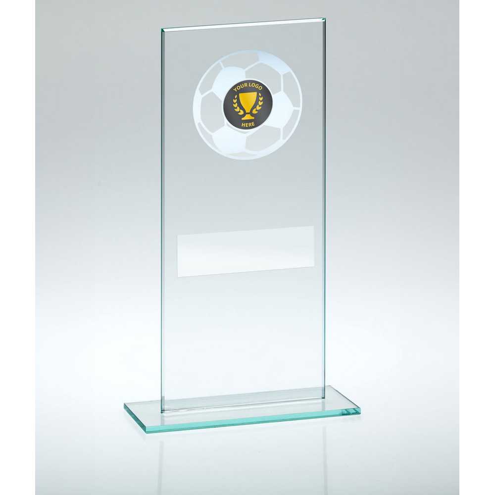 JADE GLASS WITH SILVER FOOTBALL AND PLATE (1in CENTRE) - 7.25in - Optimum Teamwear