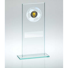 JADE GLASS WITH SILVER FOOTBALL AND PLATE (1in CENTRE) - 7.25in - Optimum Teamwear