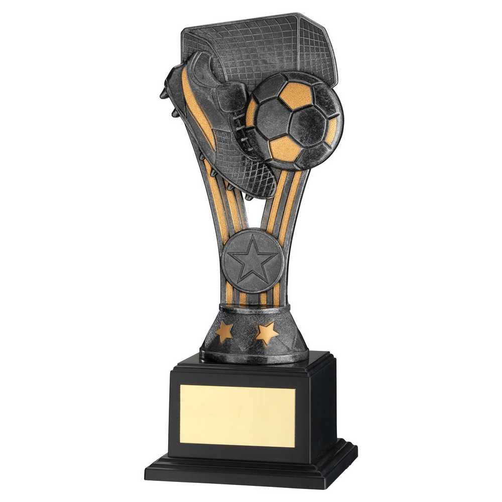 PEWTER/GOLD PLASTIC 'WEMBLEY' FIGURE ON BASE (1in CEN) - 8in - Optimum Teamwear