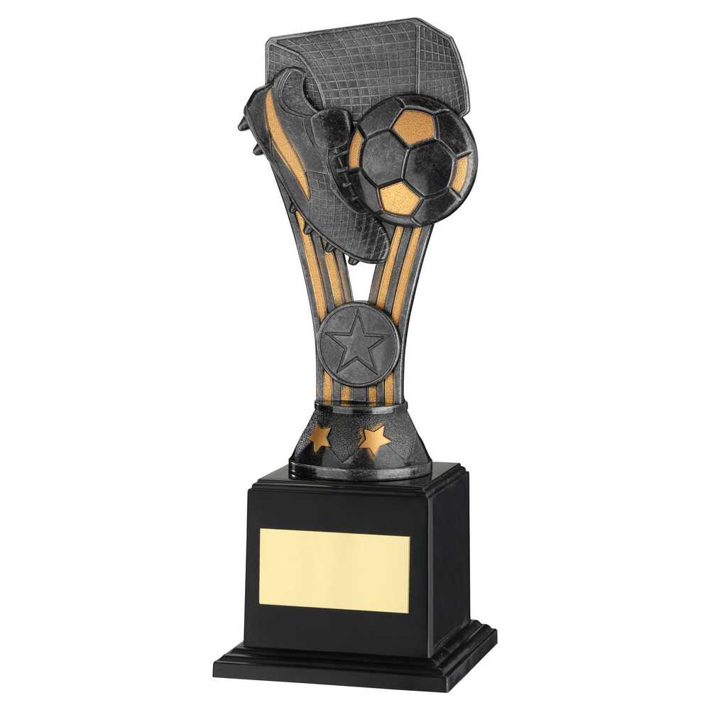 PEWTER/GOLD PLASTIC 'WEMBLEY' FIGURE ON BASE (1in CEN) - 8.5in - Optimum Teamwear
