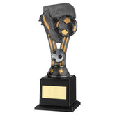 PEWTER/GOLD PLASTIC 'WEMBLEY' FIGURE ON BASE (1in CEN) - 8.5in - Optimum Teamwear