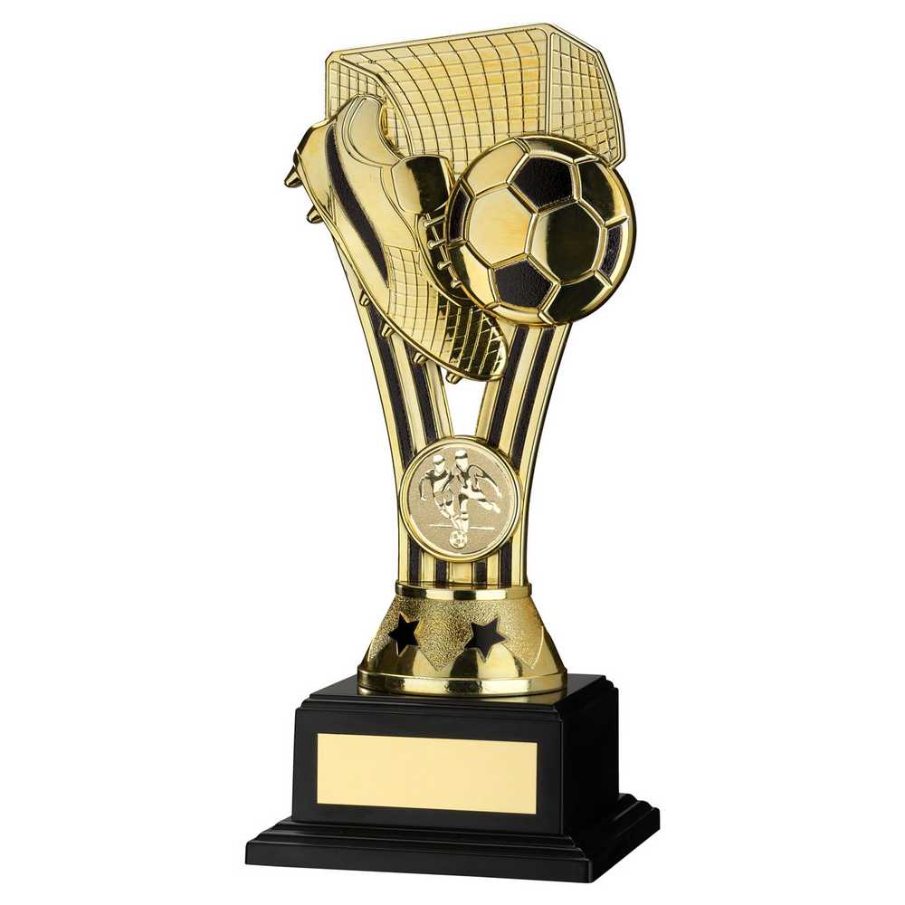GOLD/BLACK PLASTIC 'WEMBLEY' FIGURE ON BASE (1in CEN) - 7.5in - Optimum Teamwear