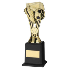 GOLD/BLACK PLASTIC 'WEMBLEY' FIGURE ON BASE (1in CEN) - 9.5in