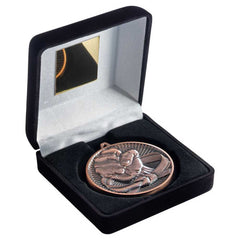 BLACK VELVET BOX AND 60mm MEDAL MARTIAL ARTS TROPHY BRONZE - 4in - Optimum Teamwear