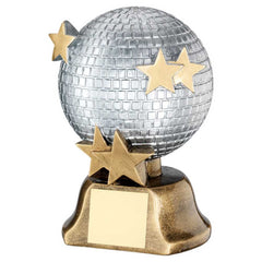 SILVER/BRZ/GOLD GLITTER BALL WITH STARS WITH PLATE - 6in - Optimum Teamwear