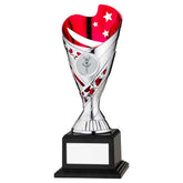 SILVER/PINK PLASTIC 'SABRE' CUP ASSEMBLED ON BASE (1in CEN) - 8in - Optimum Teamwear