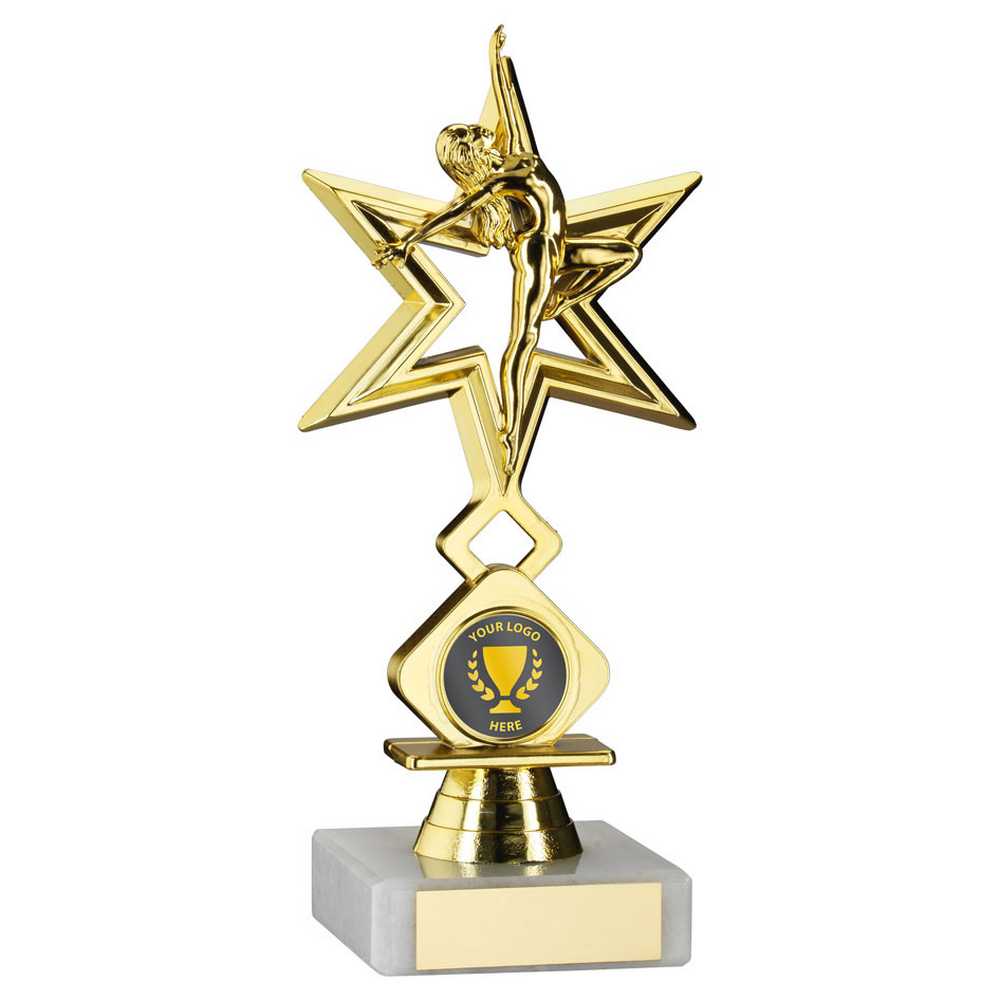GOLD 'DANCE/GYM' STAR FIGURE ASSEMBLED ON MARBLE (1in CEN) - 7in - Optimum Teamwear