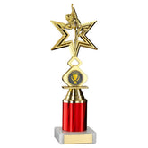 GOLD/RED 'DANCE/GYM' STAR FIGURE ASSEMBLED ON MARBLE (1" CEN/2" TUBE) - 9in - Optimum Teamwear