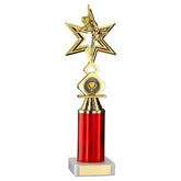 GOLD/RED 'DANCE/GYM' STAR FIGURE ASSEMBLED ON MARBLE (1" CEN/3" TUBE) - 10in - Optimum Teamwear