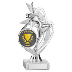 SILVER 'DANCE/GYM' FIGURE ASSEMBLED ON MARBLE (2in CEN) - 7in - Optimum Teamwear