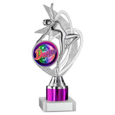 SILVER/PURPLE 'DANCE/GYM' FIGURE ASSEMBLED ON MARBLE (2" CEN/1" TUBE) - 8in - Optimum Teamwear