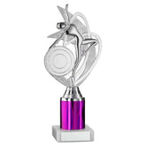 SILVER/PURPLE 'DANCE/GYM' FIGURE ASSEMBLED ON MARBLE (2" CEN/2" TUBE) - 9in - Optimum Teamwear