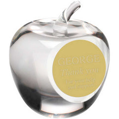 CLEAR GLASS 'APPLE' PAPERWEIGHT WITH PRESENTATION CASE - 3.5in - Optimum Teamwear
