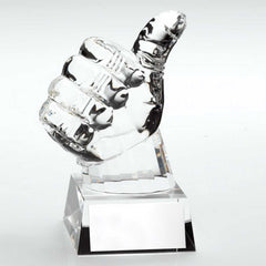 CLEAR GLASS 'THUMBS UP' ON BASE - 5.5in - Optimum Teamwear