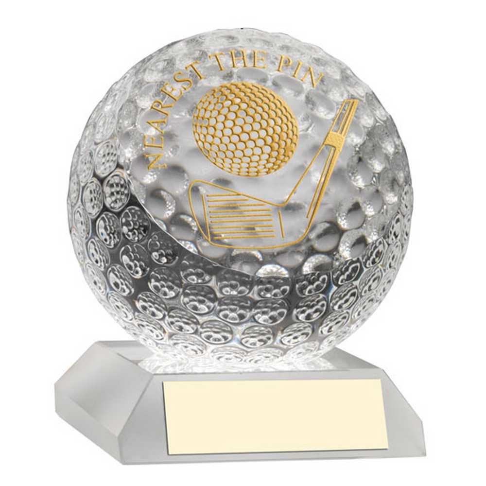 CLEAR GLASS GOLF BALL WITH PLATE NEAREST THE PIN - 3.75in - Optimum Teamwear