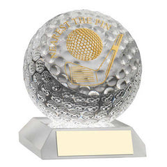 CLEAR GLASS GOLF BALL WITH PLATE NEAREST THE PIN - 3.75in - Optimum Teamwear